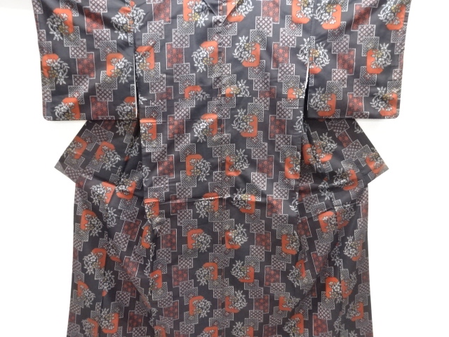 色紙に花古典柄織り出し西陣伝承紬着物アンサンブル